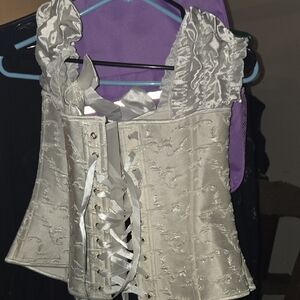 Elegant Cream Corset Top with Lace-Up Back